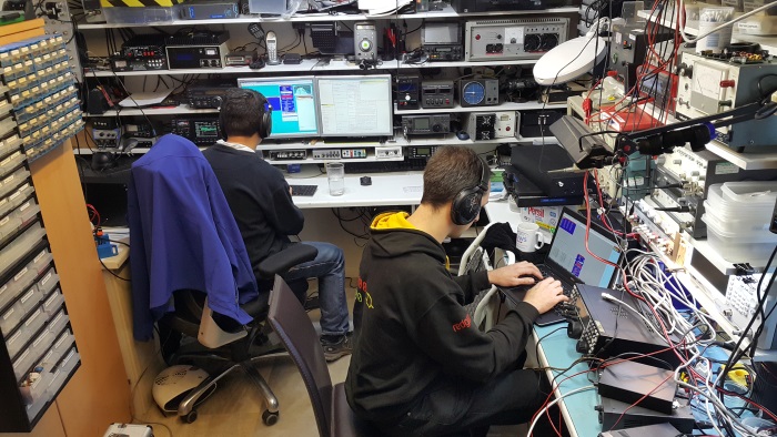 M0VFC and M0BLF operating in AFS Phone in M1BXF's shack